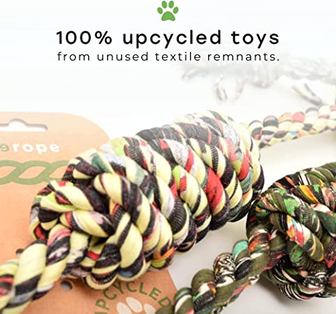 Looper Barrel with Tennis Ball Upcycled Rope Dog Toy