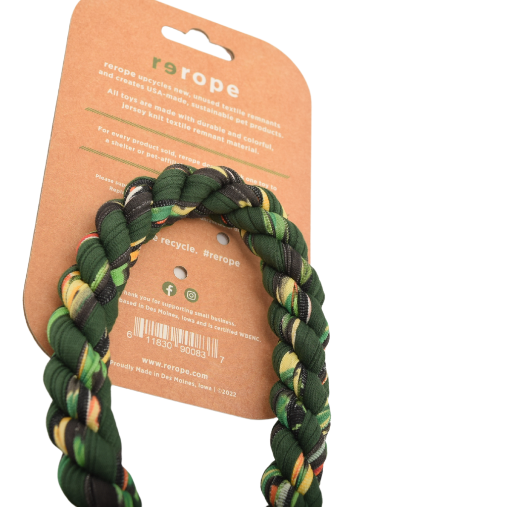 Looper Barrel with Tennis Ball Upcycled Rope Dog Toy