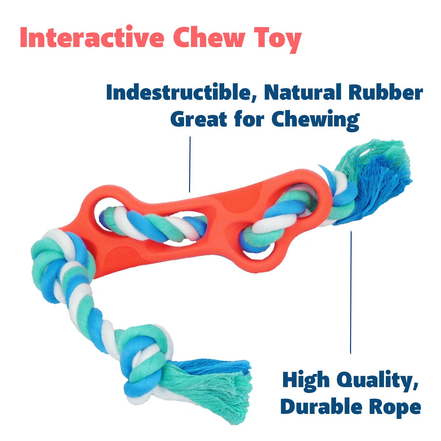 Rubber Bone Dog Chew Toy With Rope