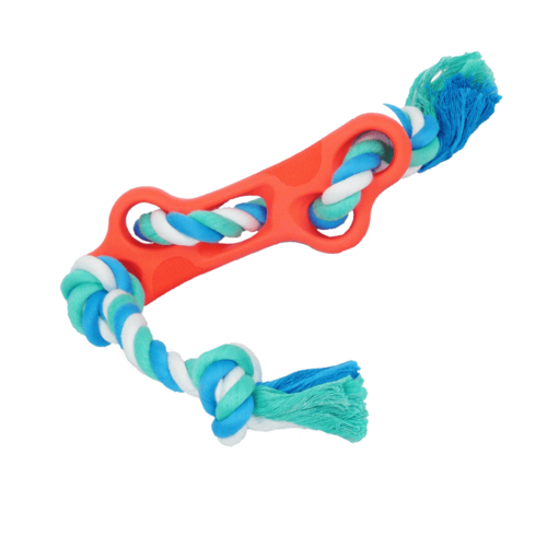 Rubber Bone Dog Chew Toy With Rope