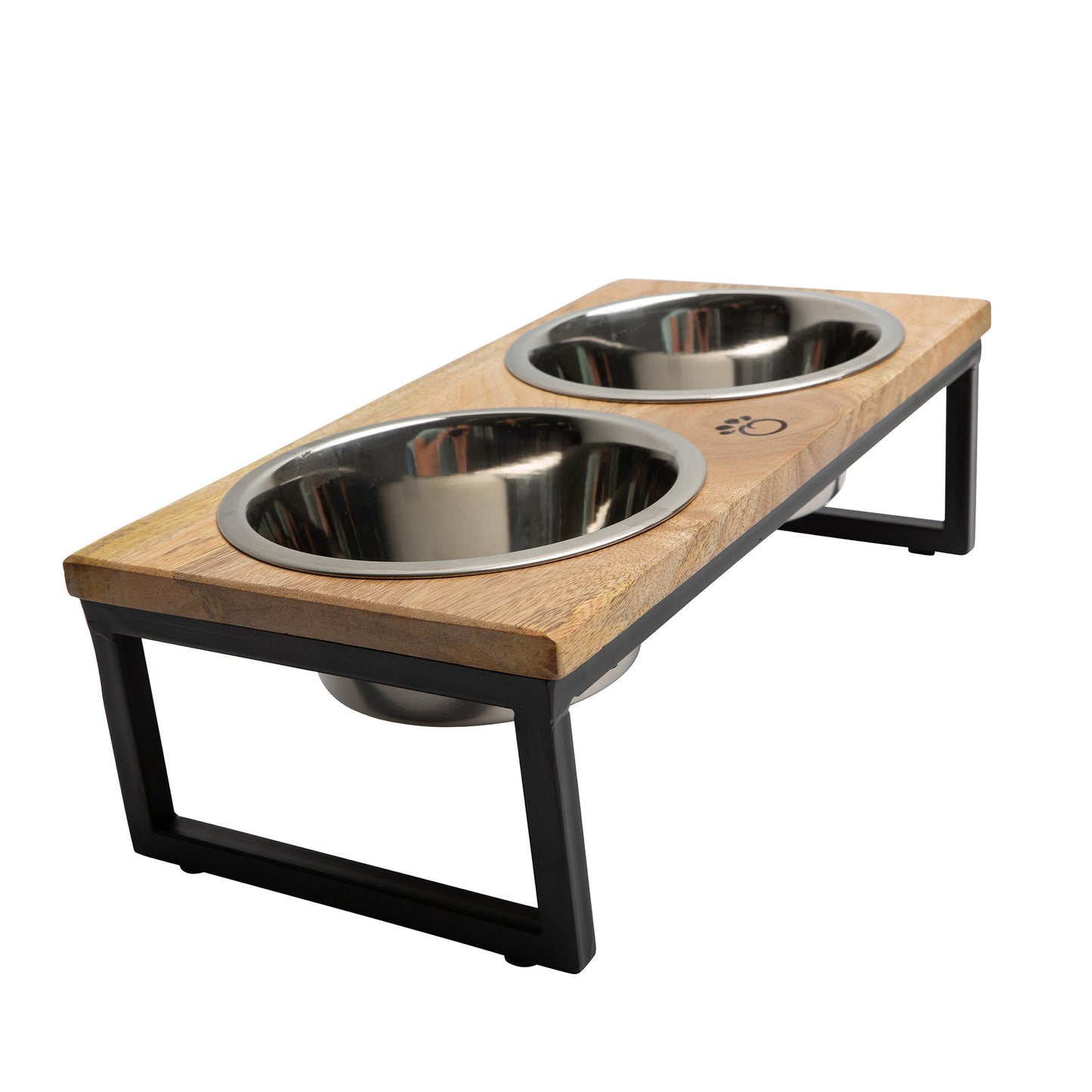 Elevated Wood & Metal Double Dog Feeder