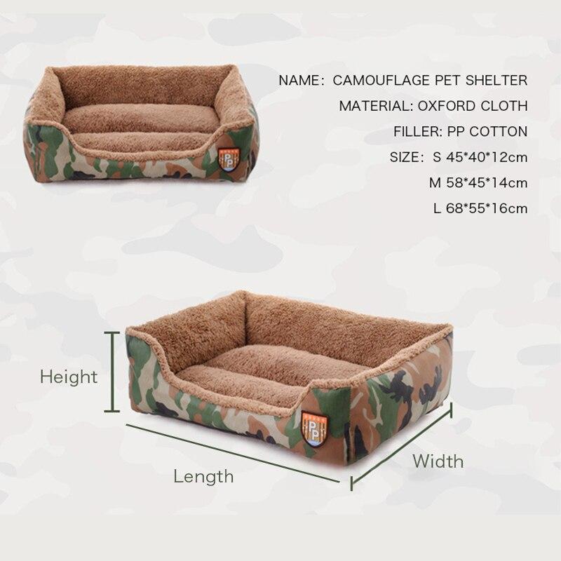 Dog Bed Military Style Camouflage Washable House Warm Mat